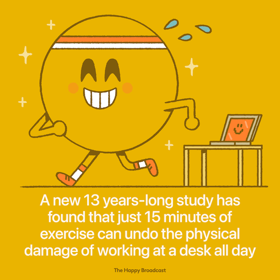15 minutes of exercise can undo damage of working at desk