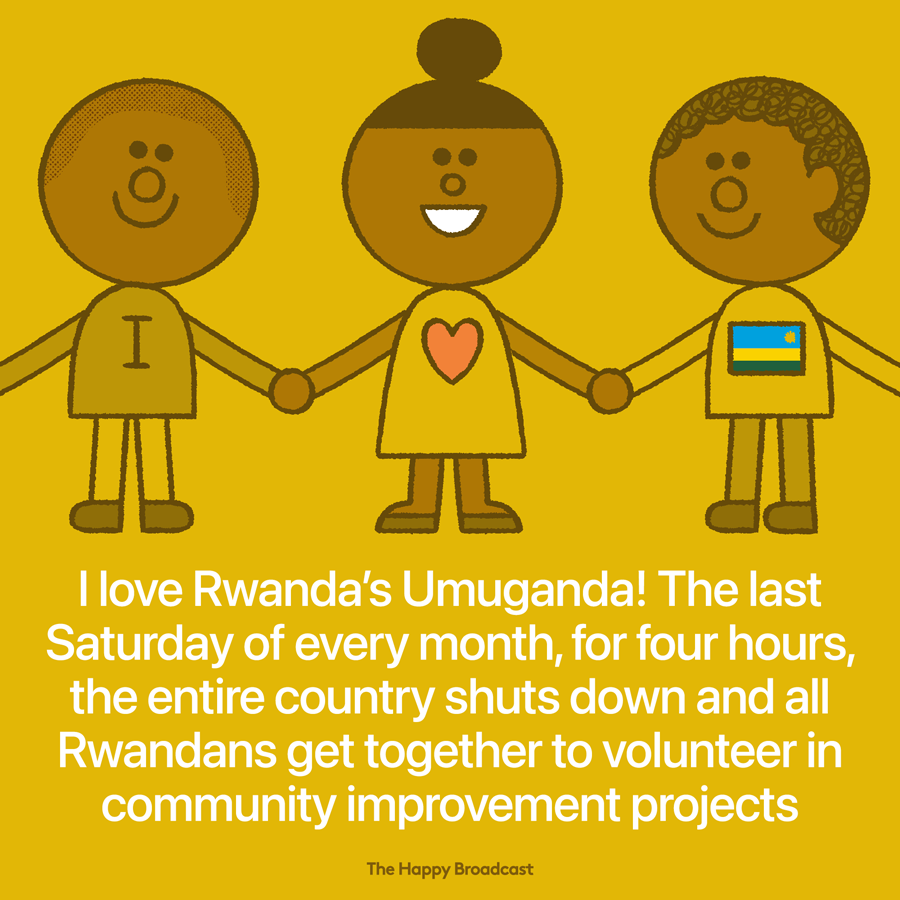 Umuganda is a national holiday in Rwanda where people come together to help their community